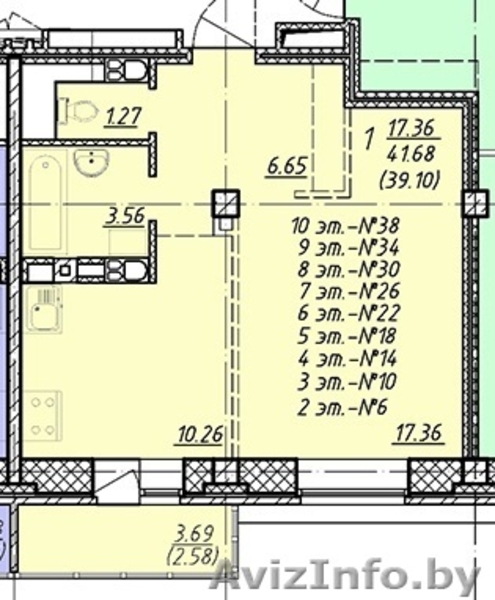 1-ком. квартира в новом доме по ул.Фрунзе, 36а - Изображение #1, Объявление #1643479
