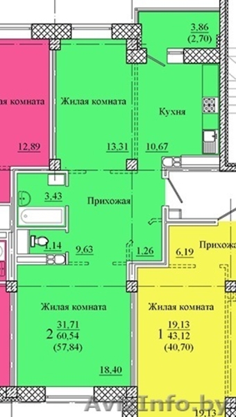 2-ком. в новом доме Билево 0 - Изображение #1, Объявление #1643487